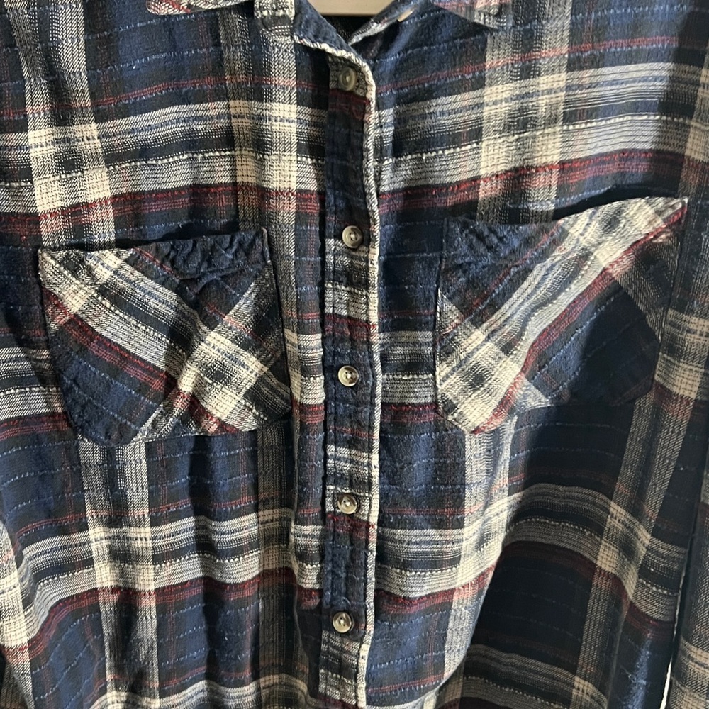 Urban Outfitters BDG sz M Brendan Drapey Flannel Plaid Button Shirt - Picture 6 of 10